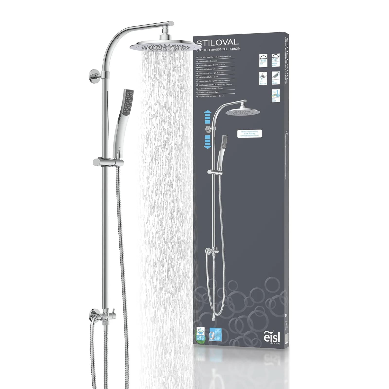 Eisl Duschsystem STILOVAL Regendusche mit Handbrause