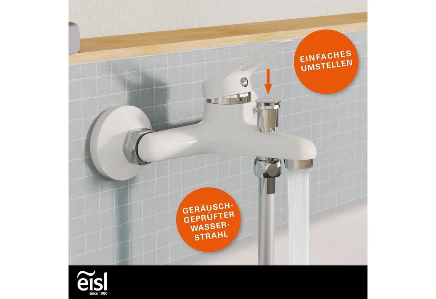 Eisl Wannenarmatur SPEED Mischbatterie Badewanne Weiß/Chrom