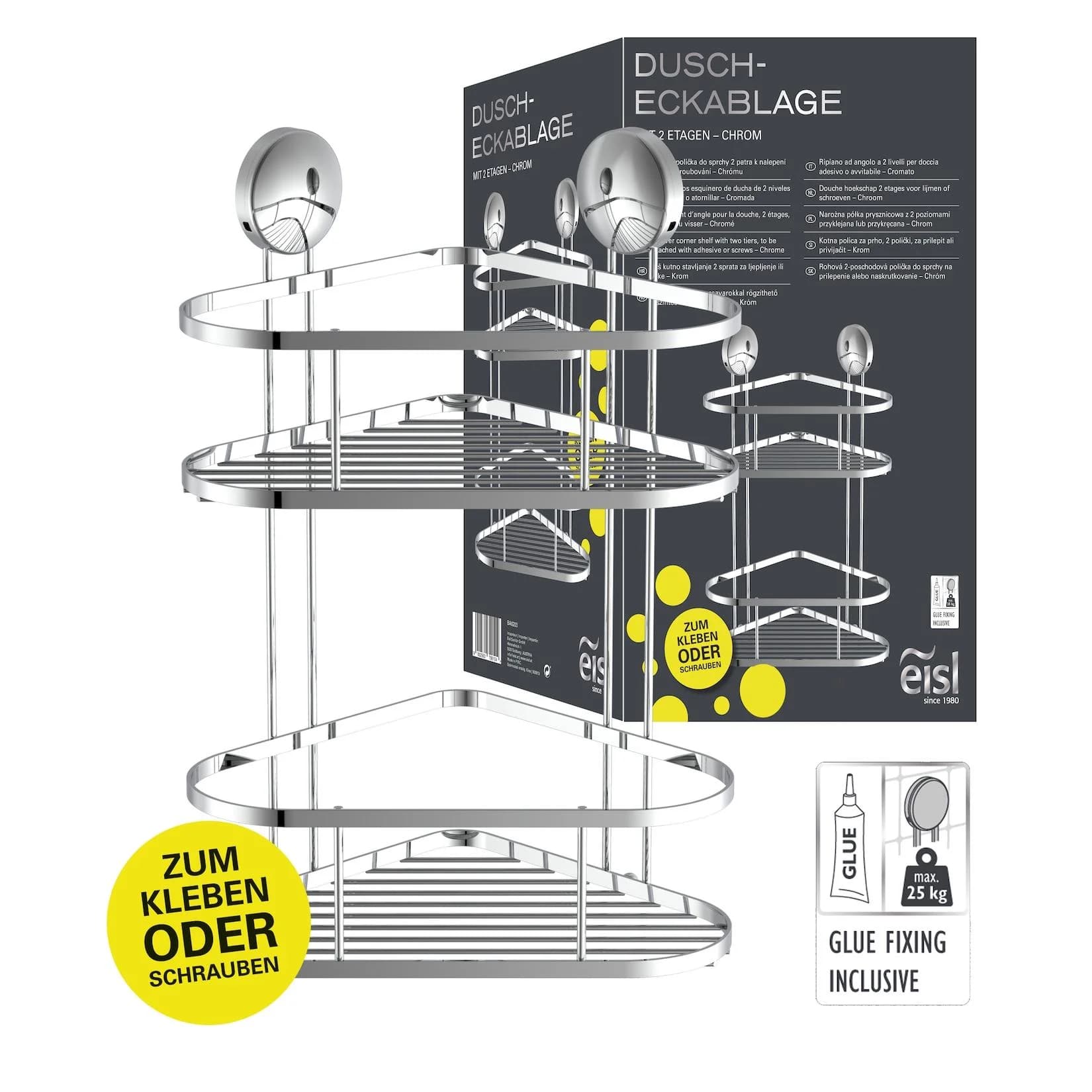 EISL Duschregal Silber Chrom 2 Etagen Edelstahl