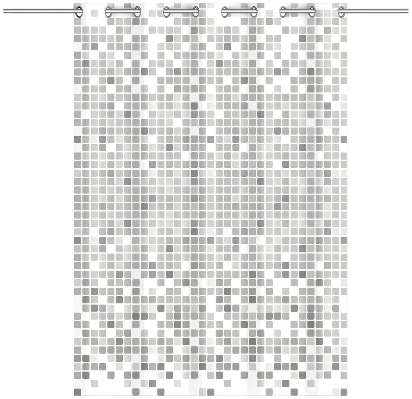 EISL Duschvorhang Mosaik Grau Polyester mit Anti-Schimmel