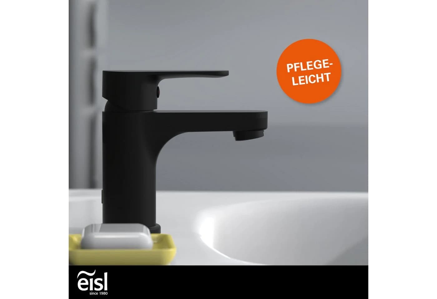 Eisl Waschtischarmatur Claudio Schwarz Matt mit Zugstange