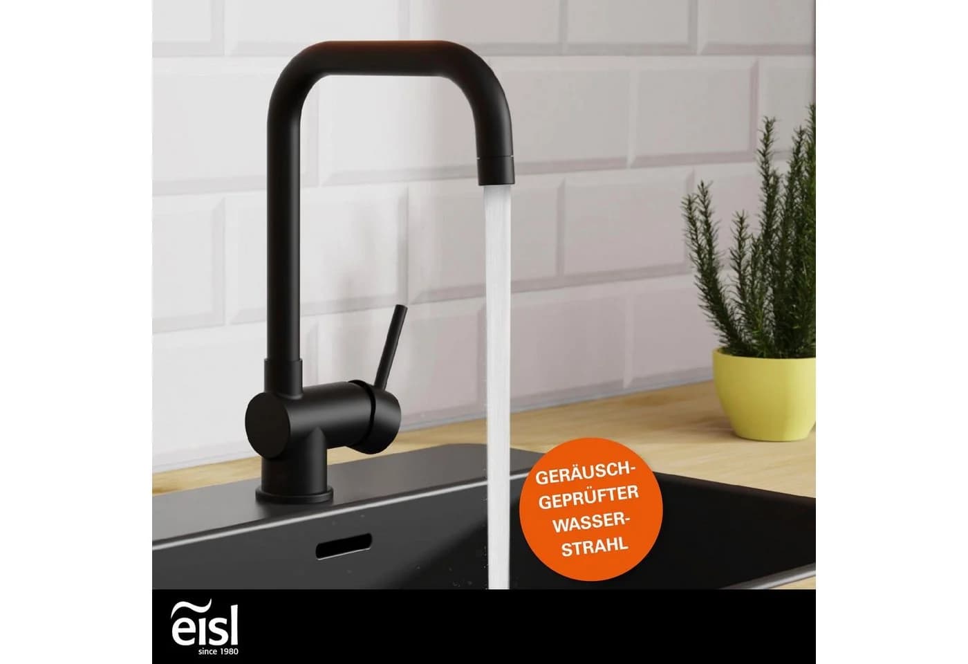 Eisl Futura Küchenarmatur Schwarz 360° schwenkbar