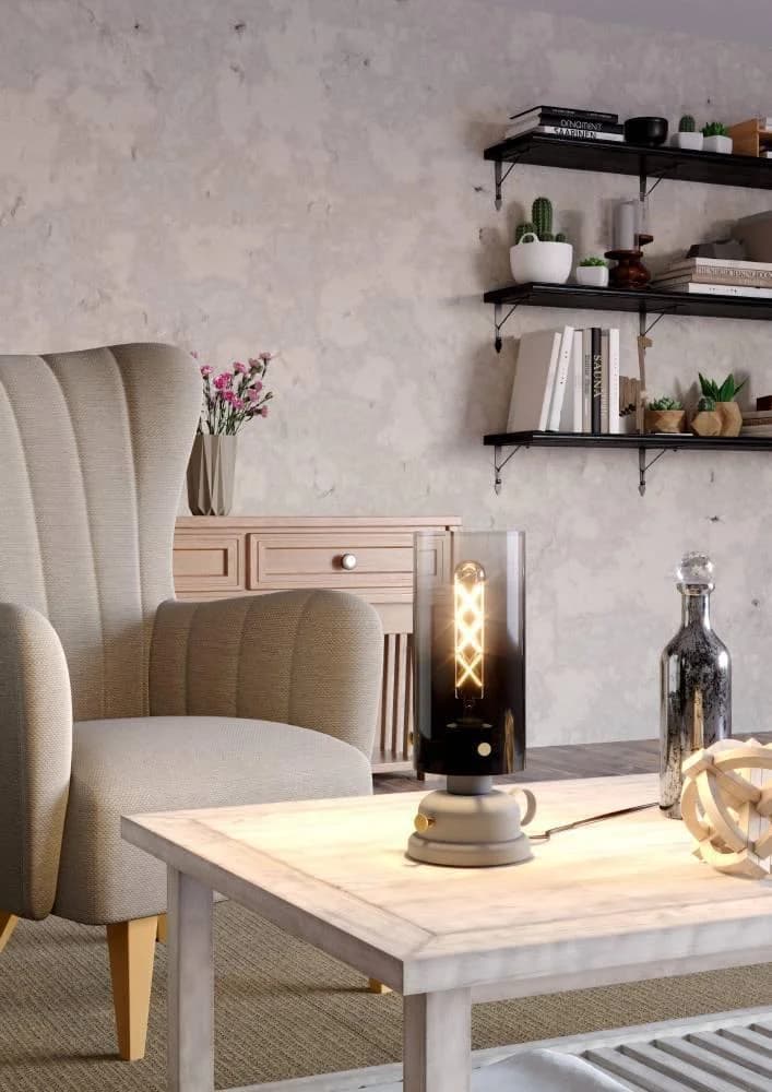 EGLO Tischleuchte Gargrave Messing Grau Nachttischlampe