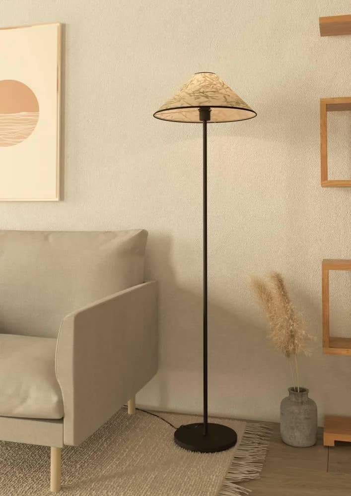 EGLO Stehlampe "OXPARK" Bambusblätter Schwarz/Weiß/Grün