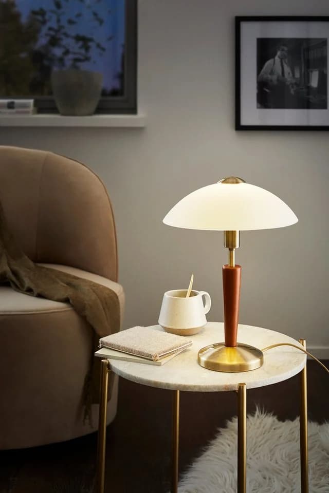 EGLO LED Tischleuchte Solo 1 Brüniert Nuss Satiniertes Glas
