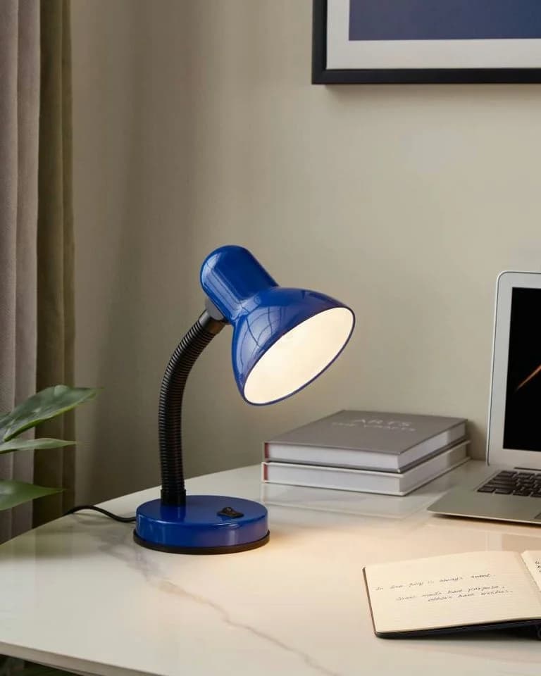 EGLO Tischleuchte BASIC Blau mit Wippschalter und E27 Fassung