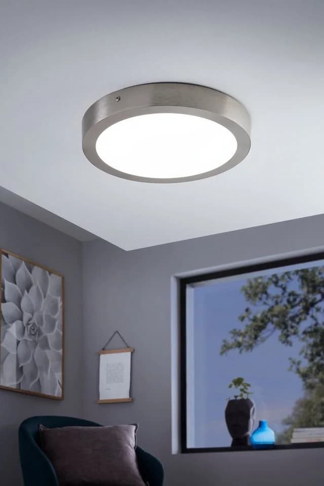 EGLO connect Fueva-C Deckenlampe rund 30cm nickel