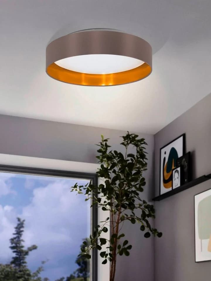 EGLO LED Deckenleuchte Maserlo Braun Textilschirm