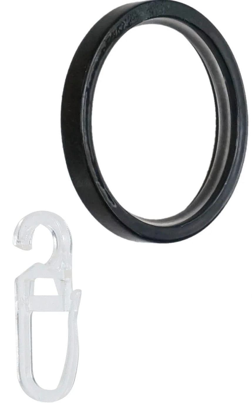 Garesa Flachring mit Haken Schwarz Ø 20cm 10 Stk Gardinenbefestigung