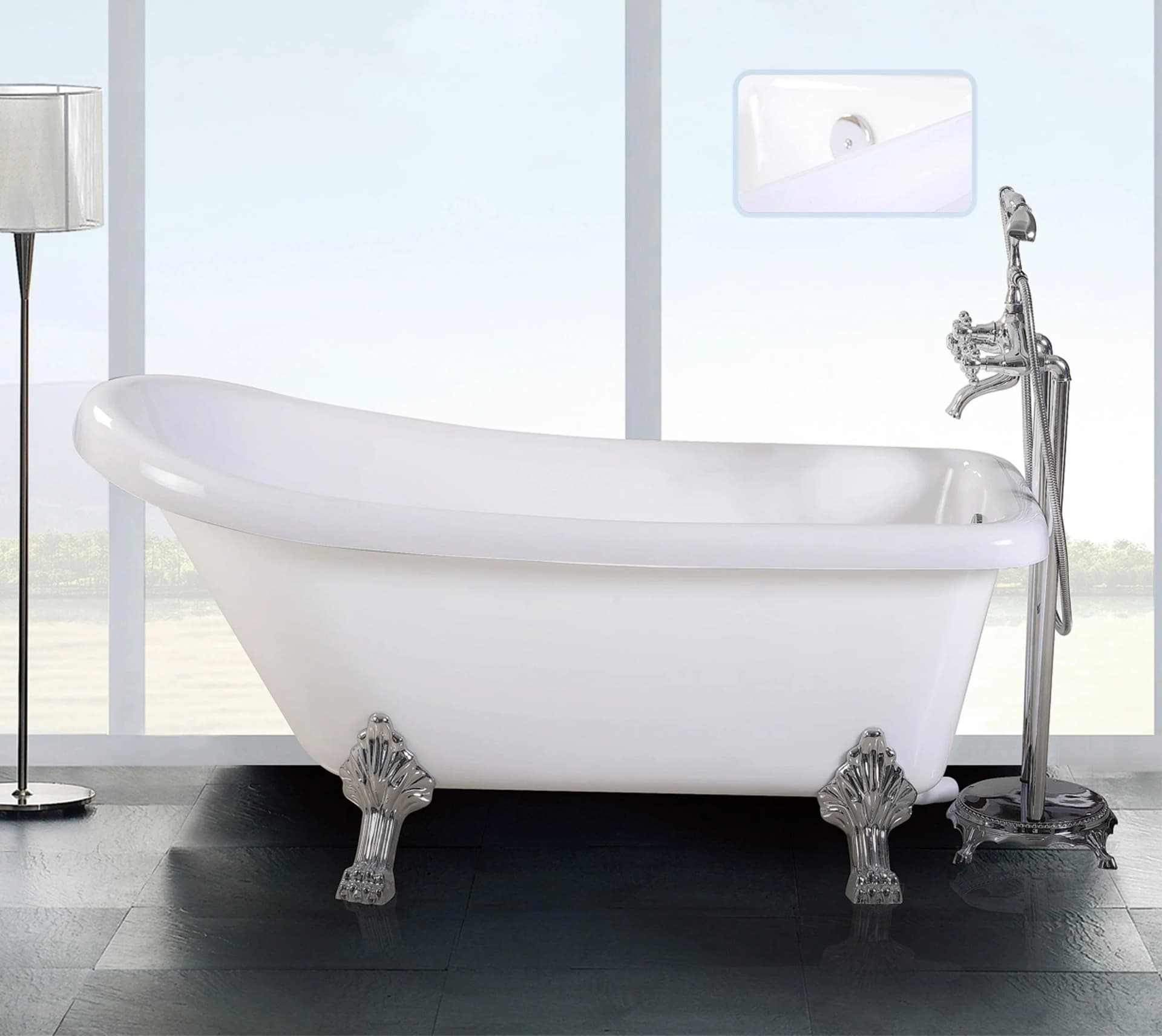 Badewanne SANOTECHNIK Empire weiß Acryl halbrund 170x75x75cm