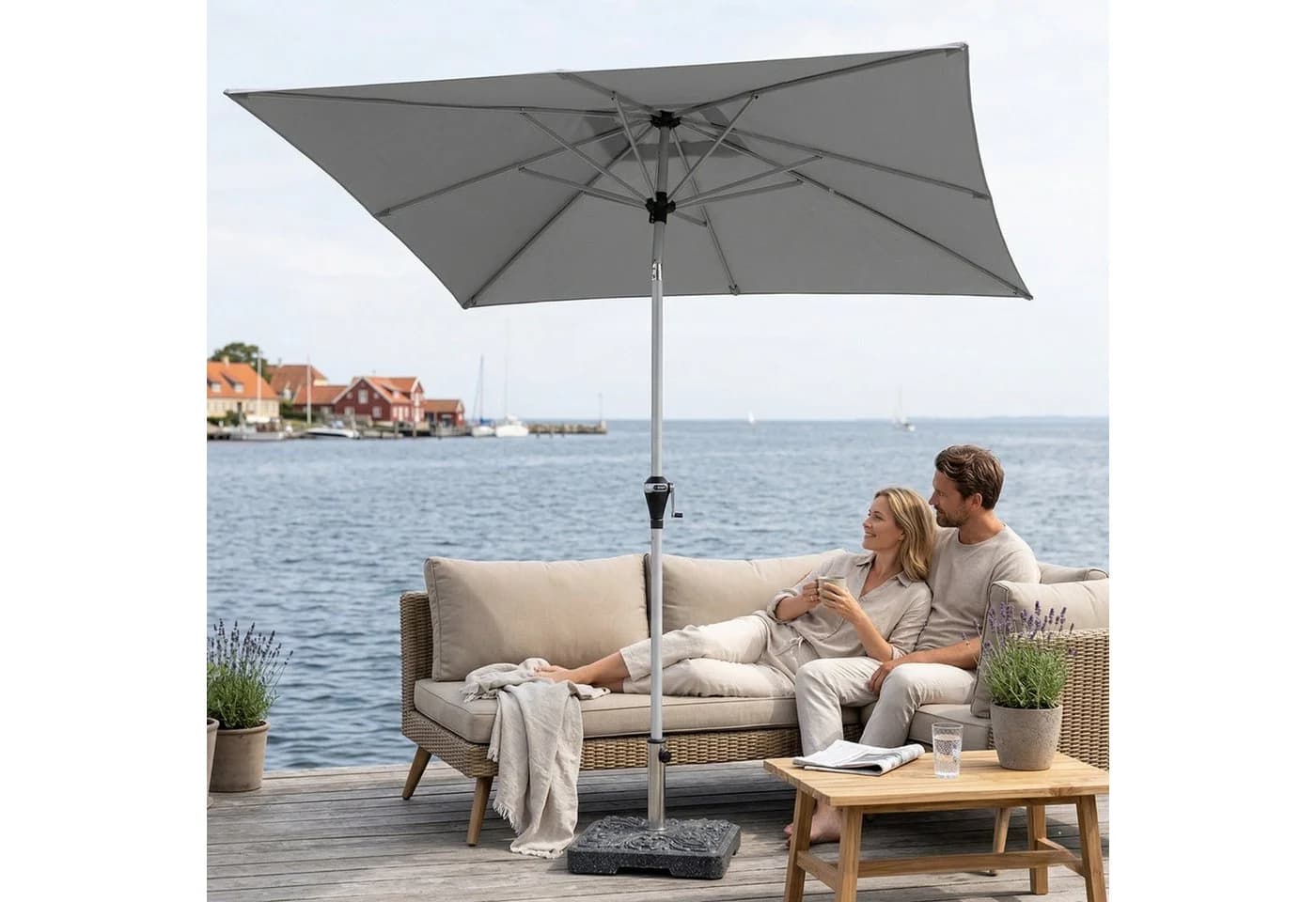 doppler® Sonnenschirm Active Auto Tilt Kurbelschirm 210x140 cm