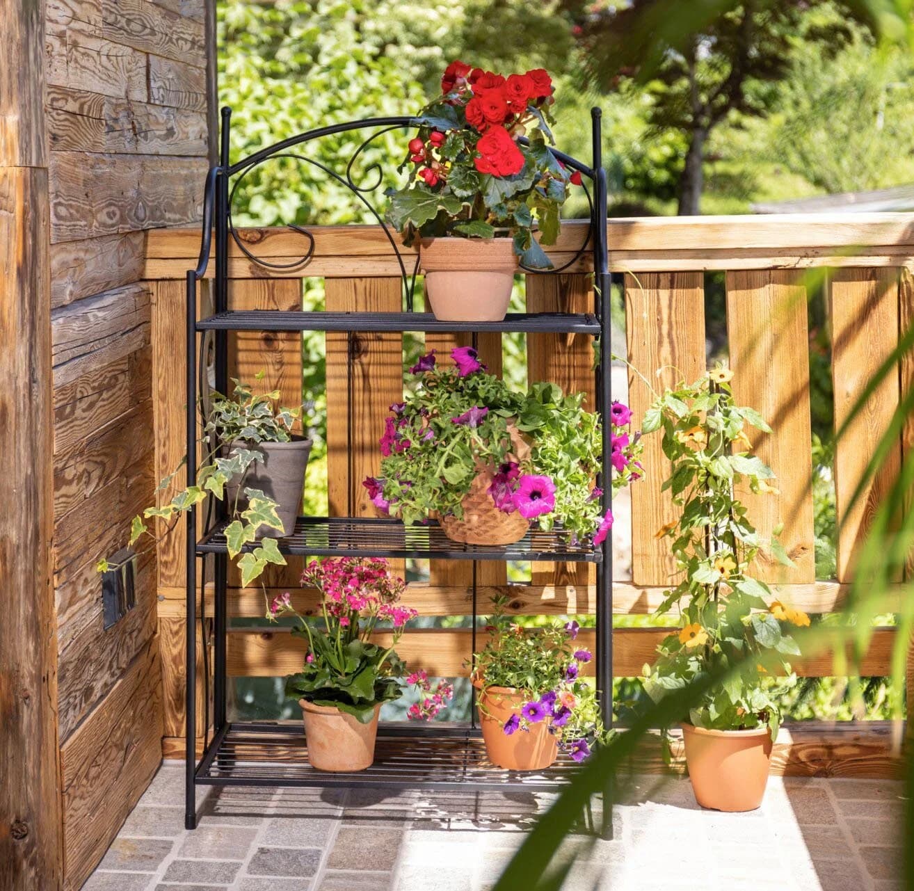 Windhager Blumenständer Blumenregal Zusammenklappbar Schwarz Stahl