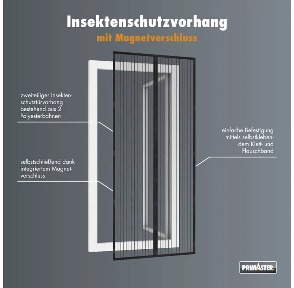 Primaster Fliegenschutz-Magnetvorhang Schwarz