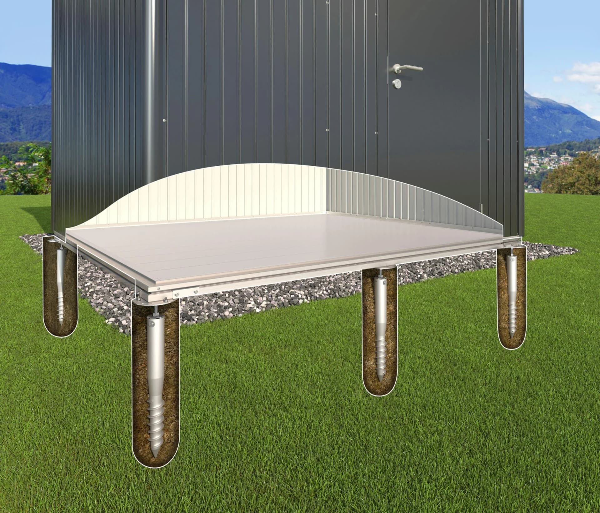 Gerätehaus-Fundamentrahmen BIOHORT Silber Aluminium