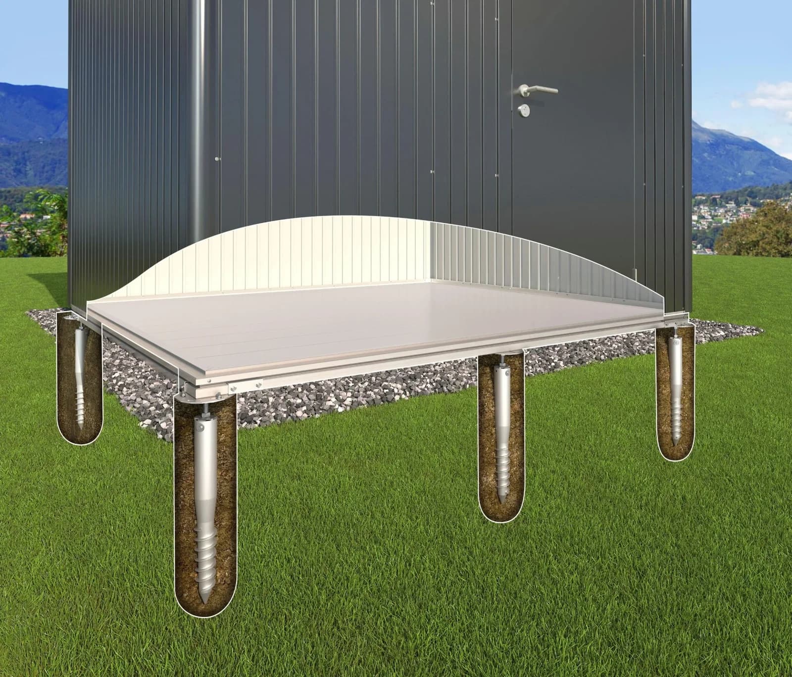 Gerätehaus-Fundamentrahmen BIOHORT Silber Aluminium