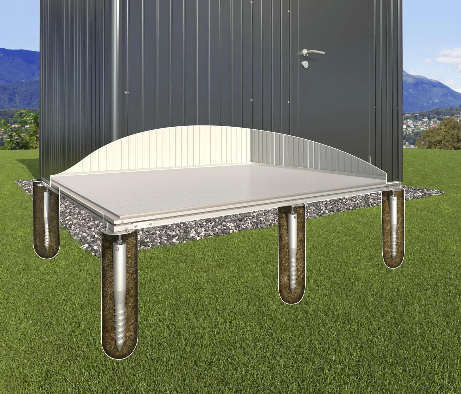 BioHort Gerätehaus-Fundamentrahmen Silber Aluminium