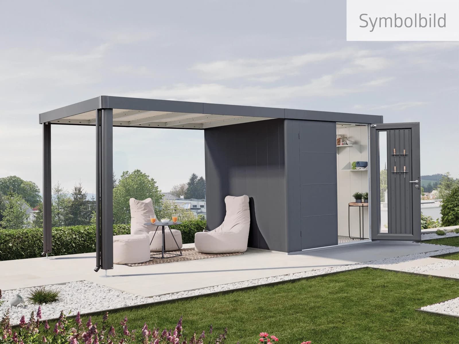 BIOHORT Neo Gr. 2A Gerätehaus grau Stahl