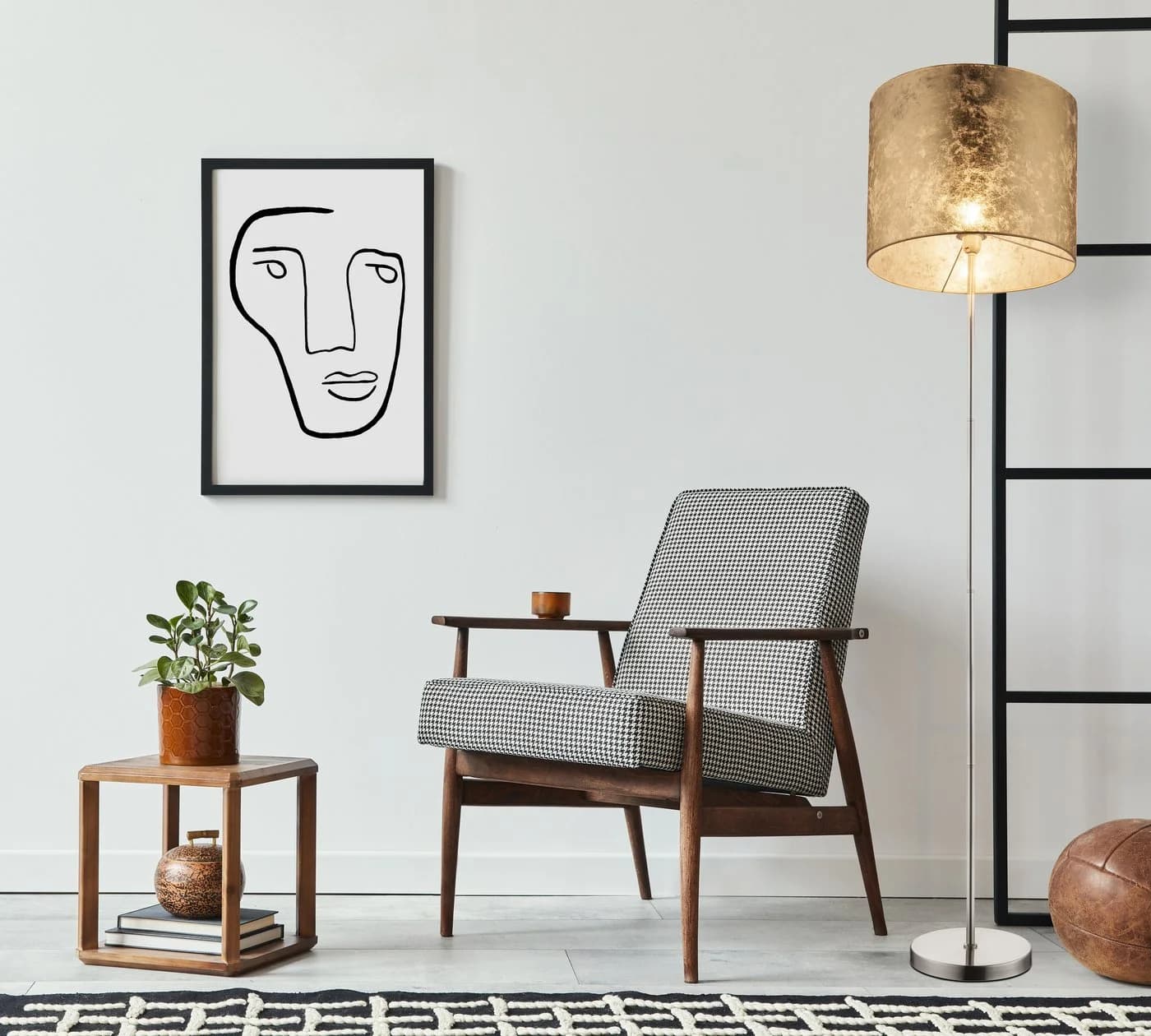 GLOBO LIGHTING Stehlampe AMY Nickel matt Textil gold