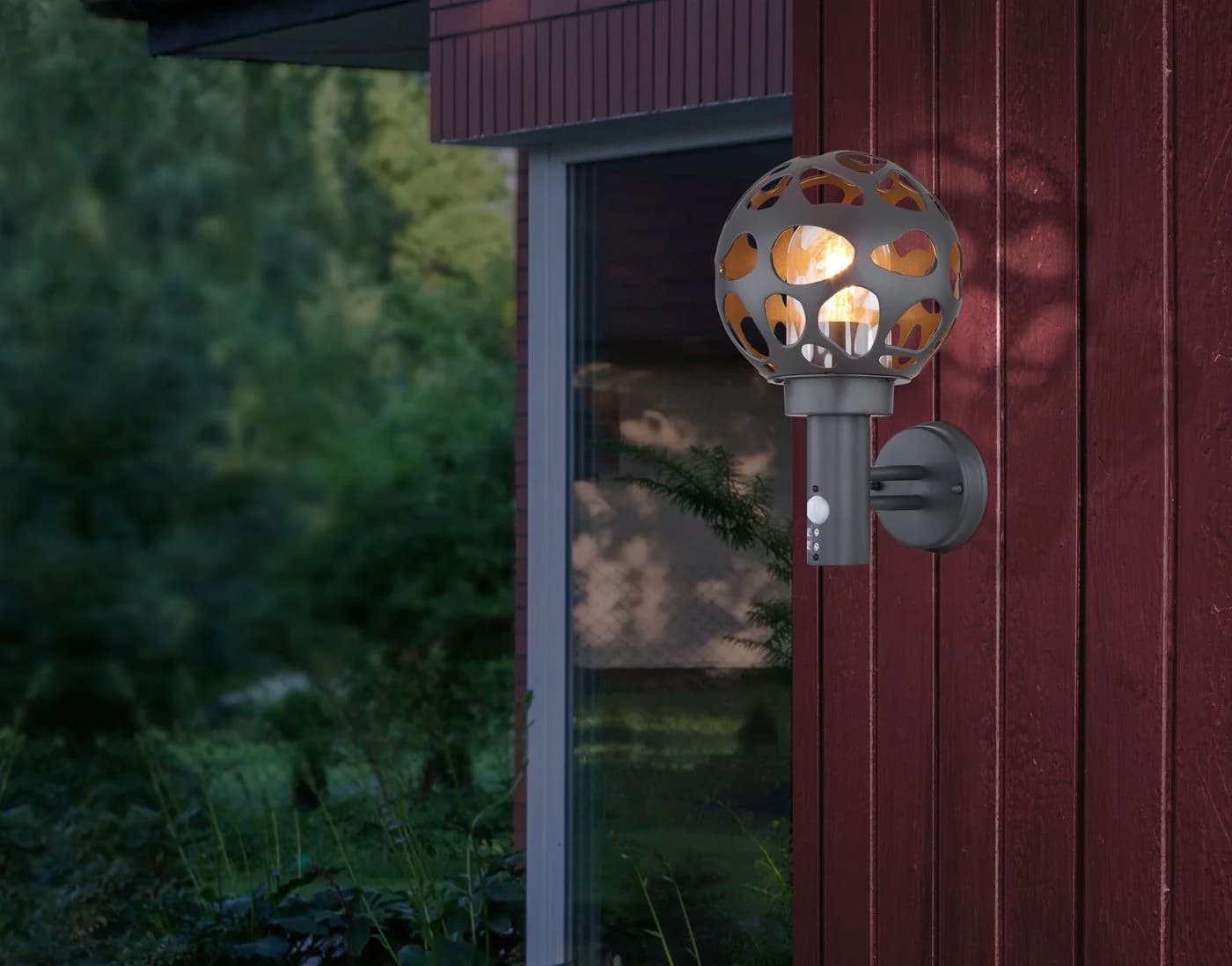 GLOBO LIGHTING Außen-Wandleuchte HILARIO Anthrazit mit Bewegungsmelder