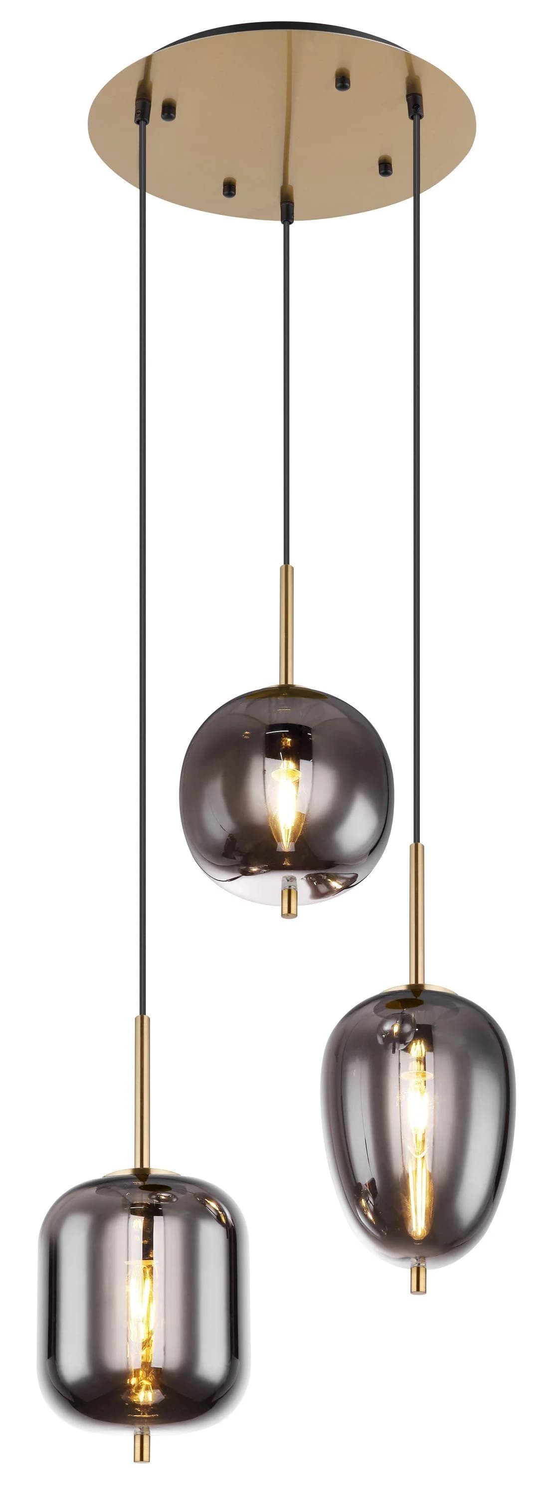 GLOBO Lighting Hängeleuchte BLACKY I Rauchglas Messing