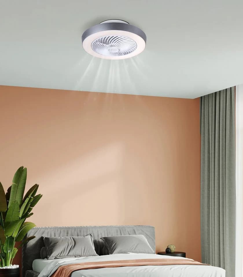 Deckenventilator GHARRA Metall Weiß Kunststoff Grau Kunststoff Opal Kunststoff Klar