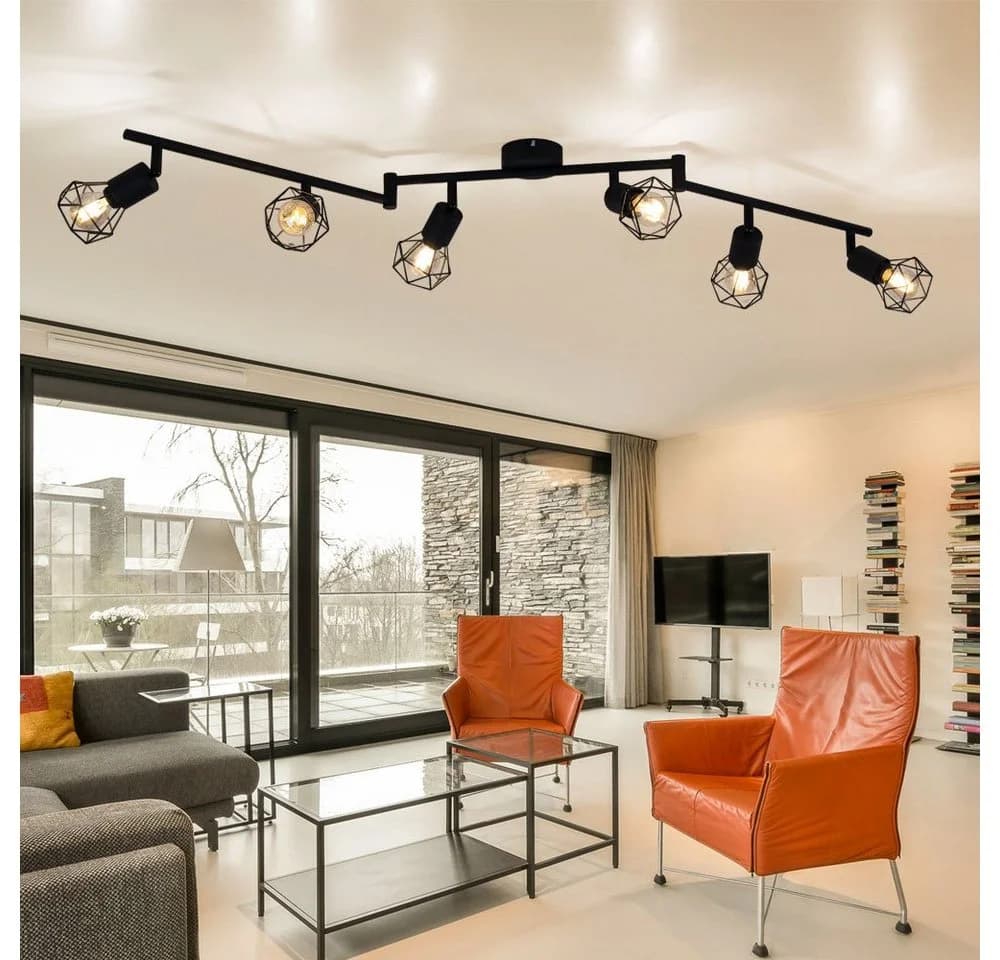 GLOBO LIGHTING Deckenspot Retro Deckenstrahler 6 flammig Spotleiste