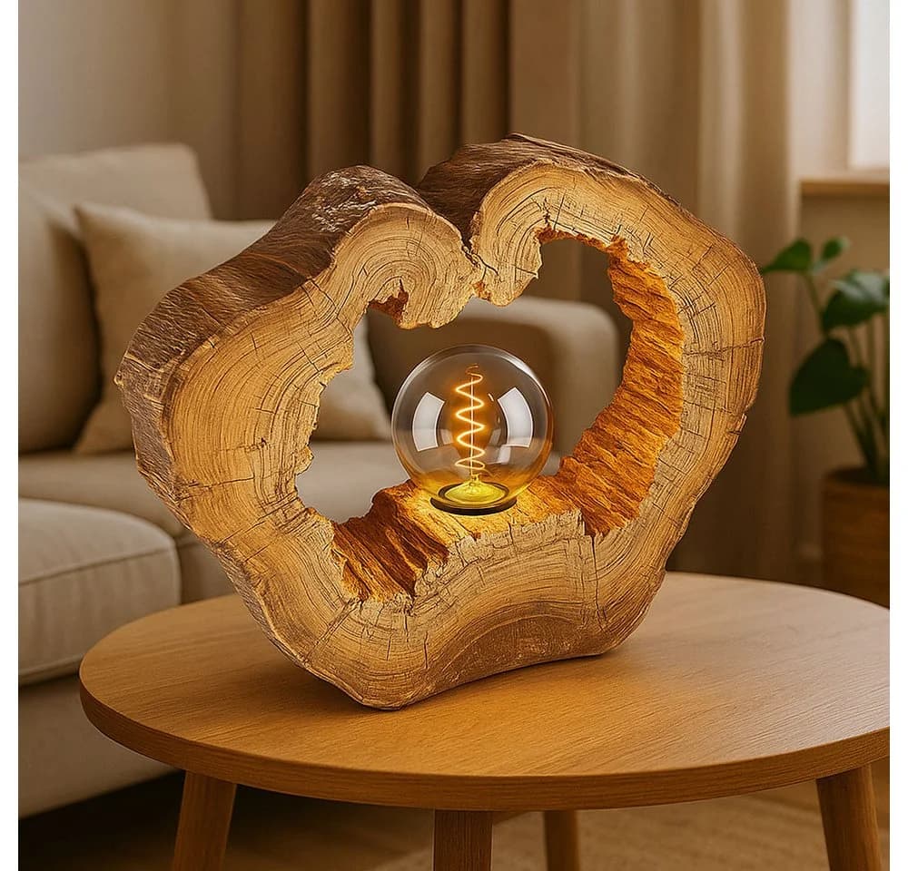 GLOBO LIGHTING LED Tischleuchte Holzoptik Braun mit Leuchtmittel