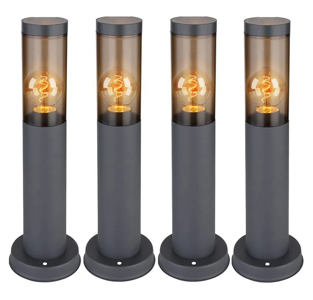 GLOBO LIGHTING Außen-Stehlampe 4x E27 Anthrazit Edelstahl