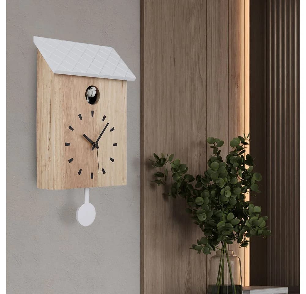 GLOBO LIGHTING Dekolicht CLOCKY Wanduhr Braun mit Kuckucksfunktion