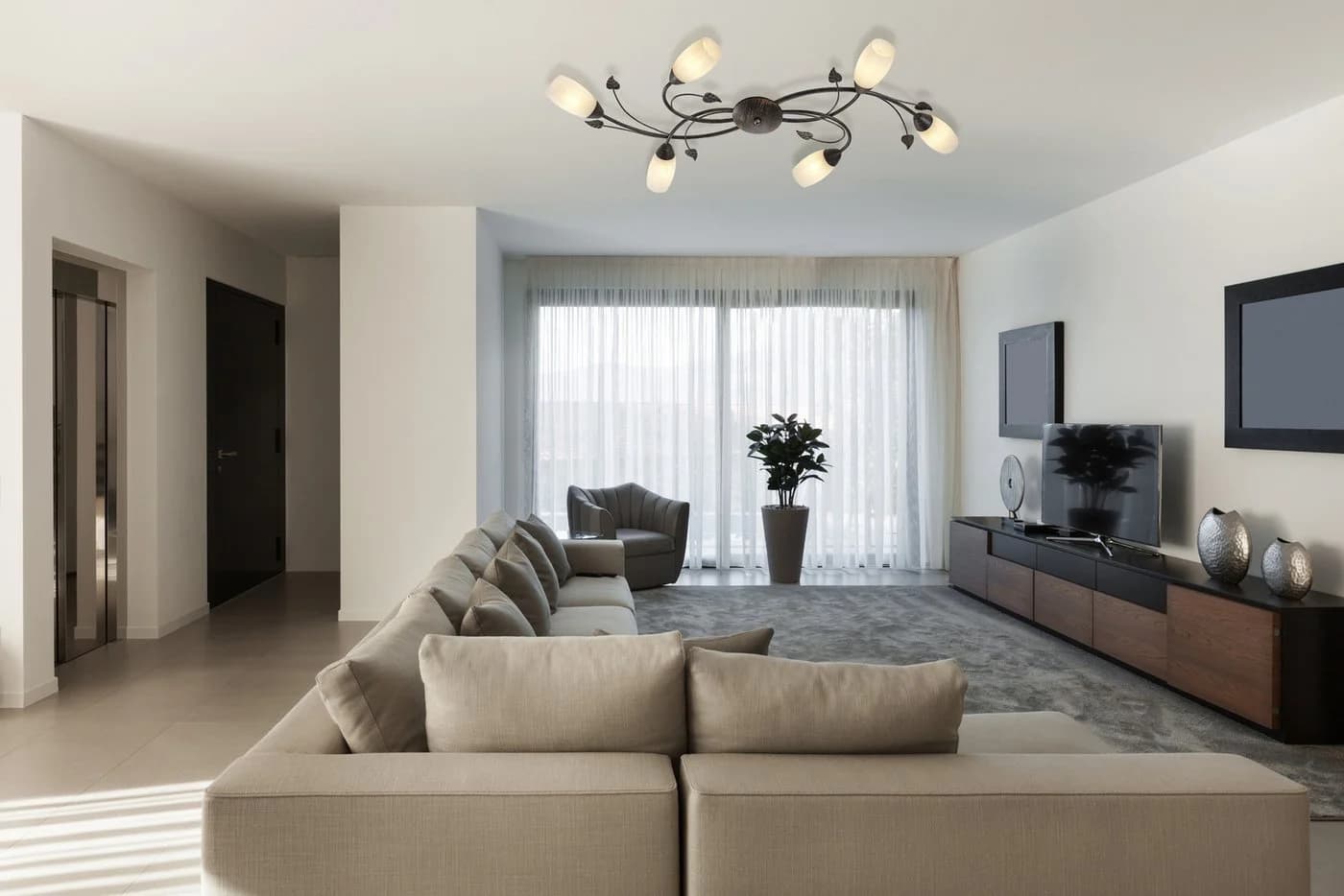 NOWA Deckenleuchte VENEZIA Rostfarben Metall Glas