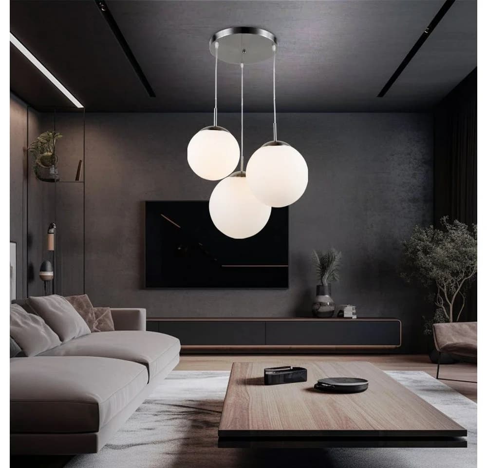 GLOBO LIGHTING Hängeleuchte mit 3 Glaskugeln, LED inklusive, Warmweiß