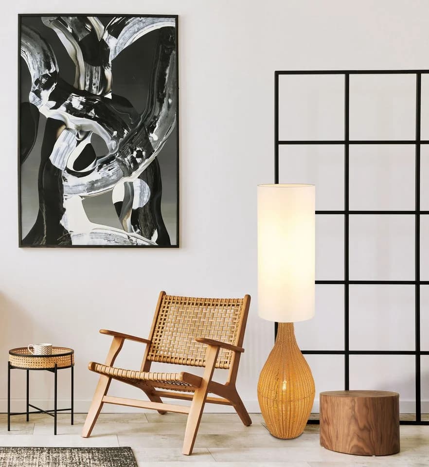 NOWA Stehlampe ANKO Braun Rattan-Optik