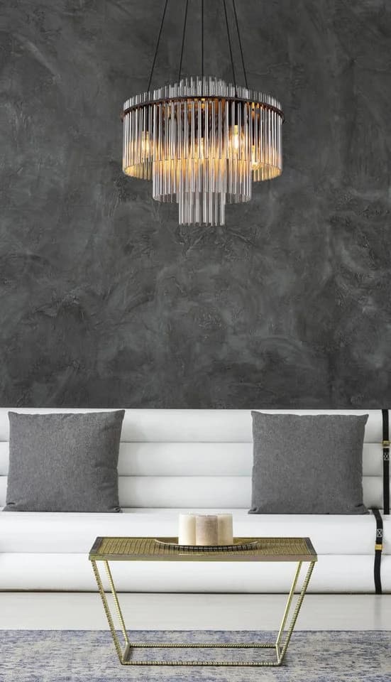 GLOBO LIGHTING Pendelleuchte GORLEY Schwarz Glasstäbe