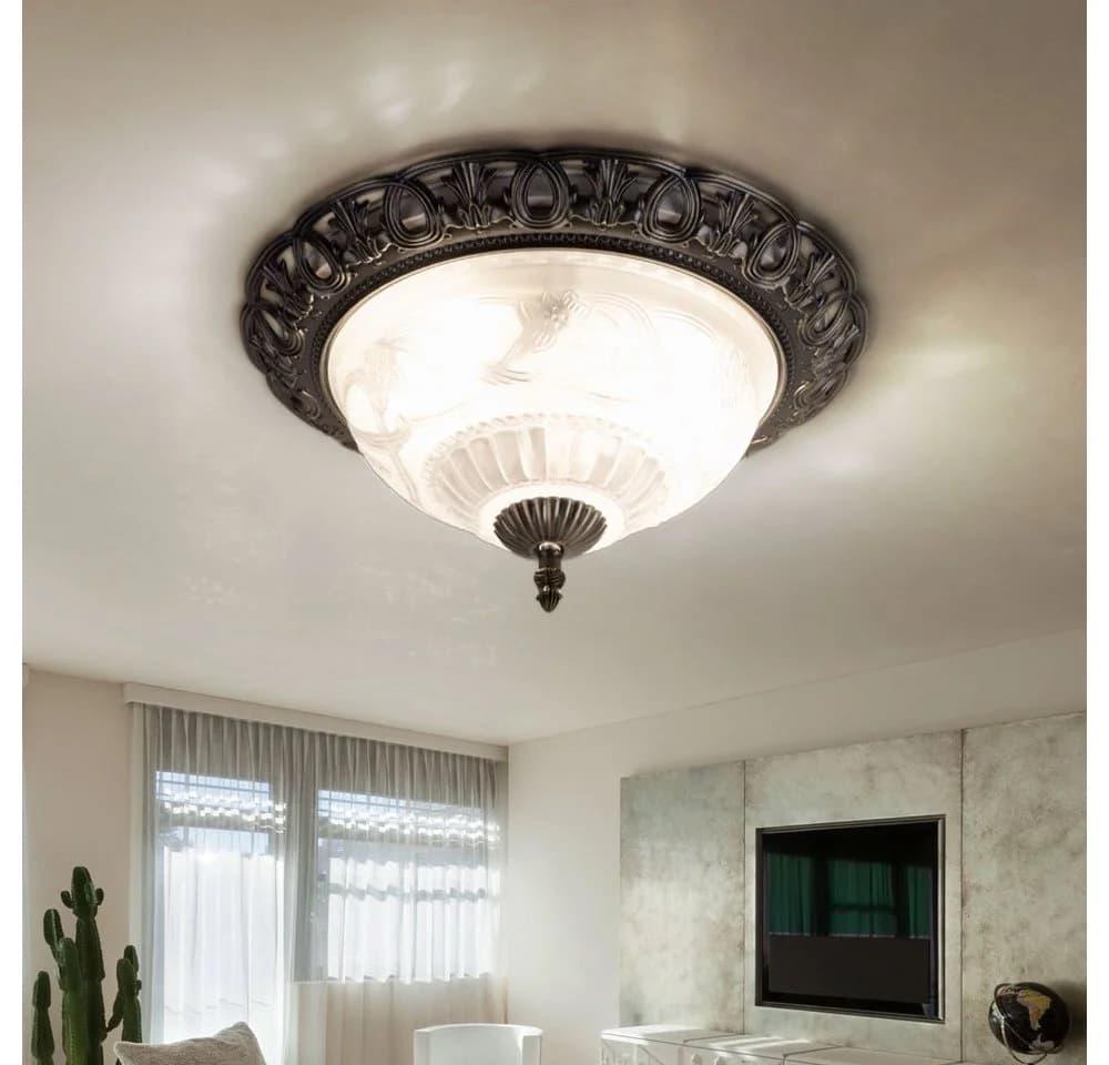 GLOBO LIGHTING LED Deckenleuchte Silber Landhaus Stil mit Glas