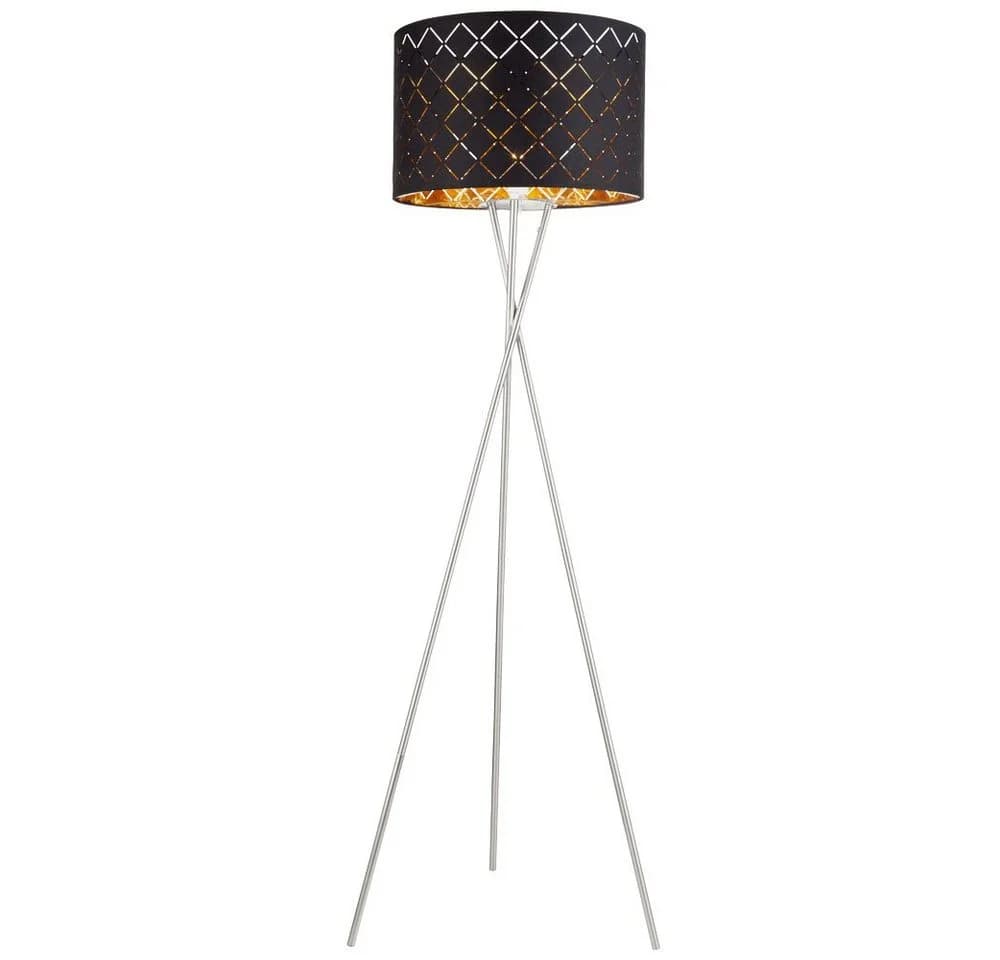GLOBO LIGHTING LED Stehleuchte Schwarz/Gold Textil Nickel Matt