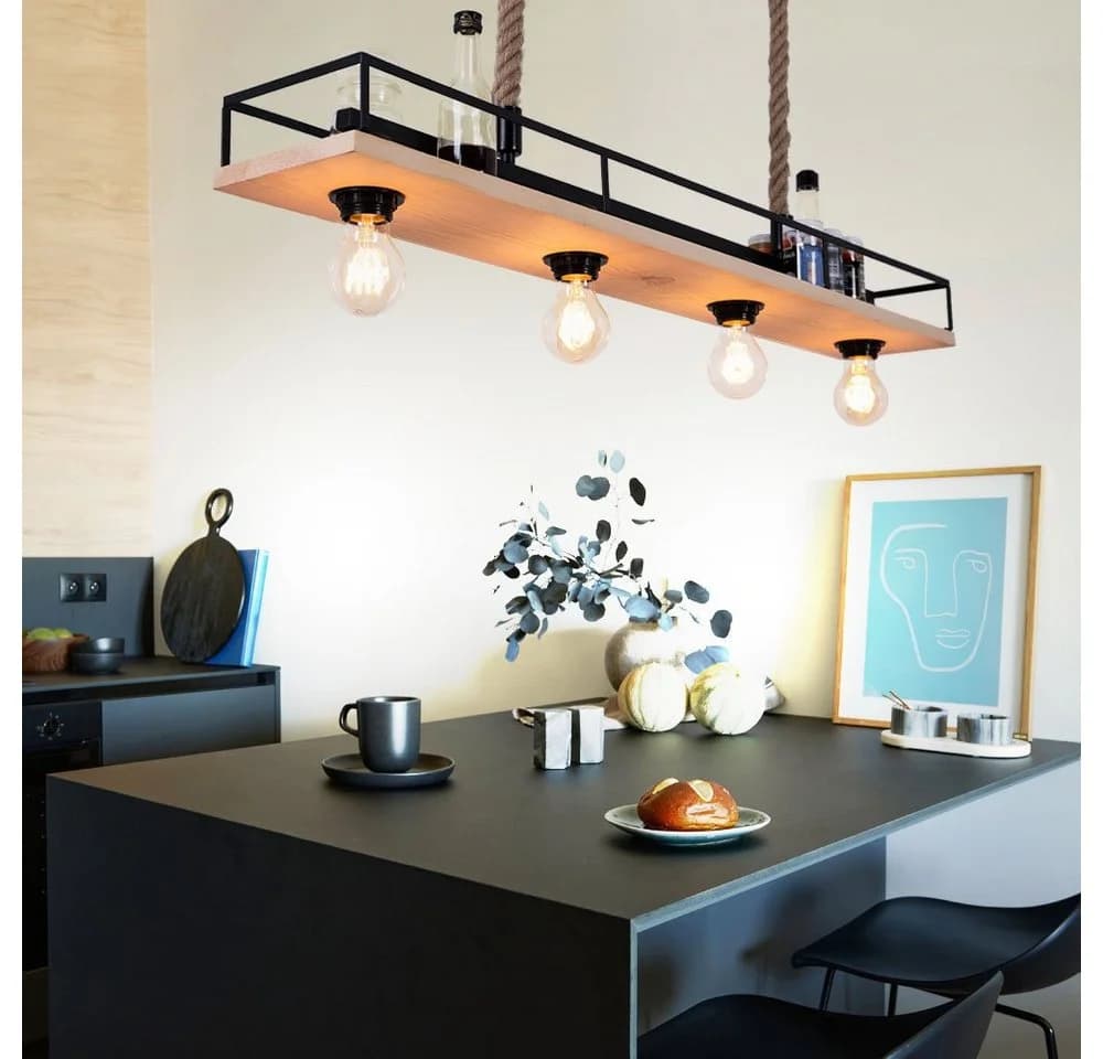 GLOBO LIGHTING Hängeleuchte Holzleuchte Deckenleuchte Wohnzimmer