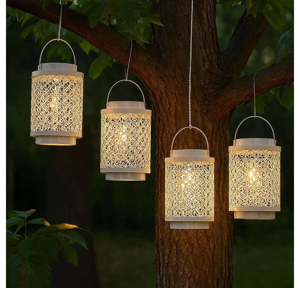 NOWA Solarleuchte 4er Set Orientalisch Weiß Metall