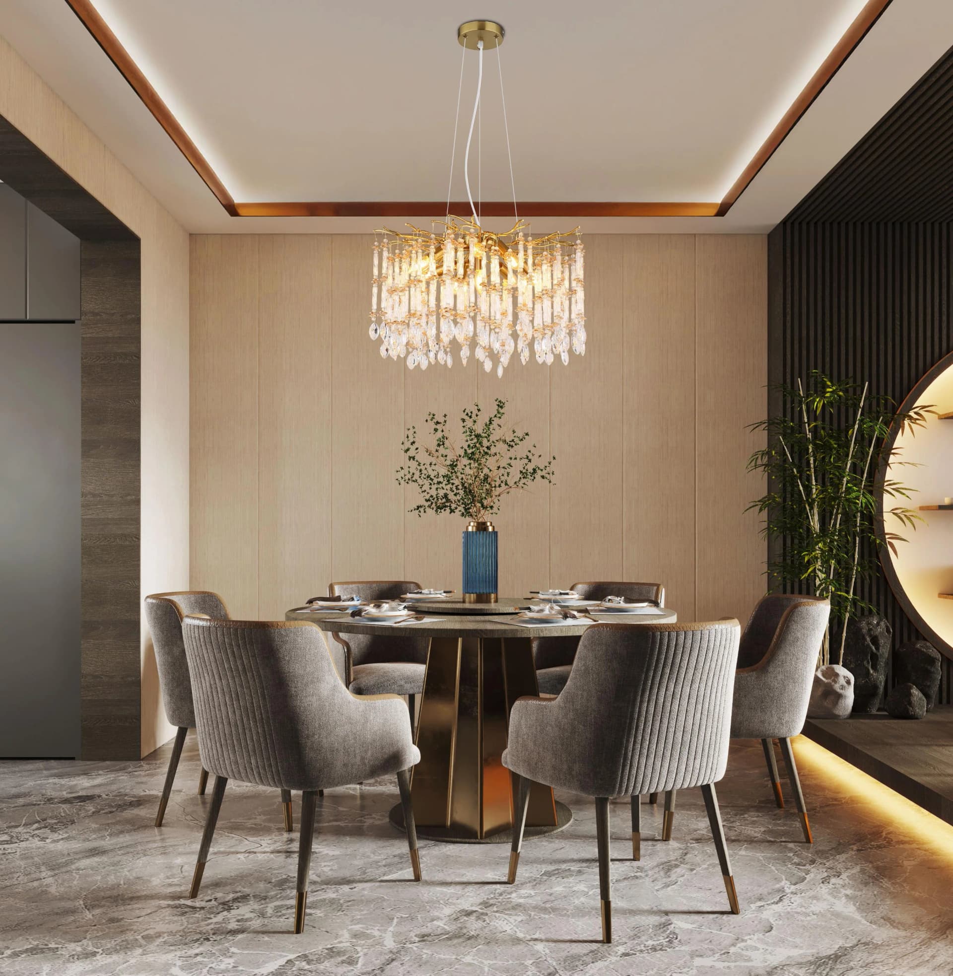 GLOBO LIGHTING Kronleuchter Gold Glaskristalle