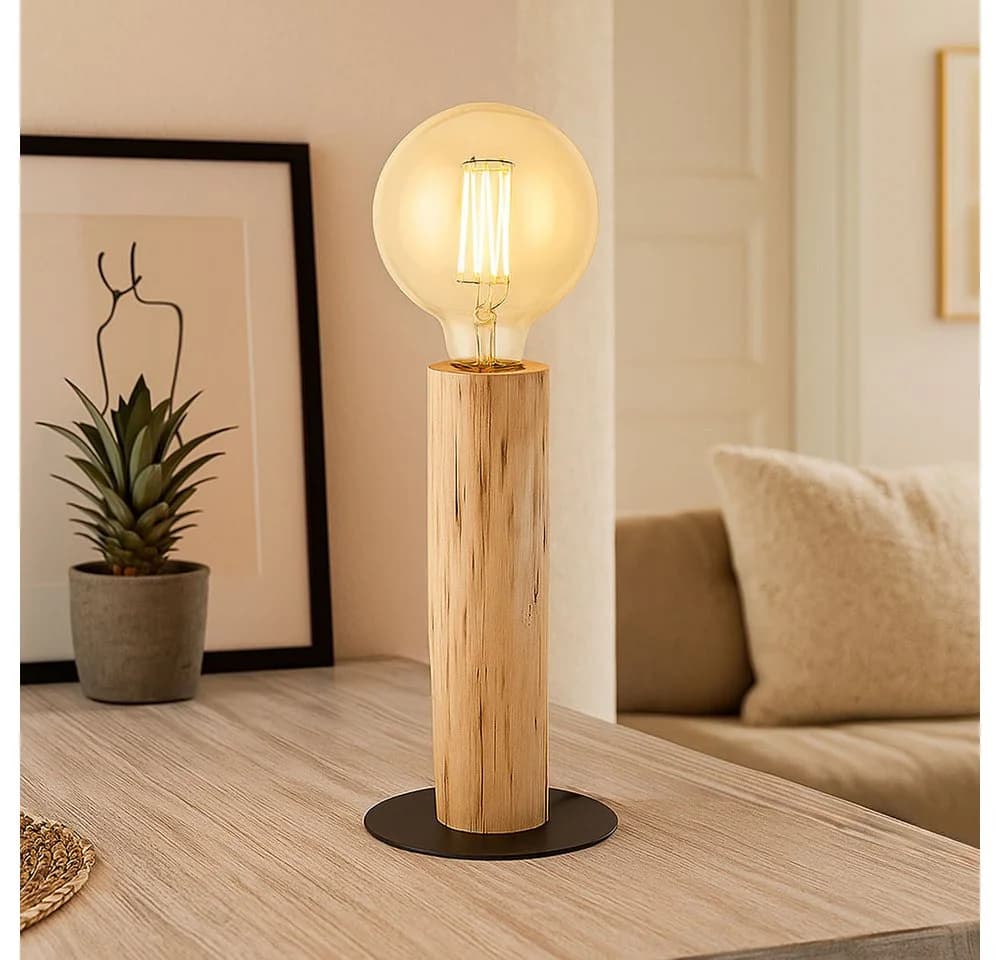 GLOBO LIGHTING LED Tischleuchte Warmweiß Holz Metall Vintage