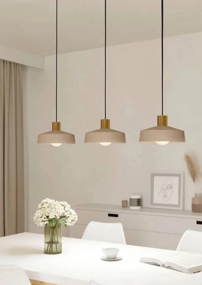 EGLO VALDIOLA Hängeleuchte 3-flammig Beige/Messing Stahl