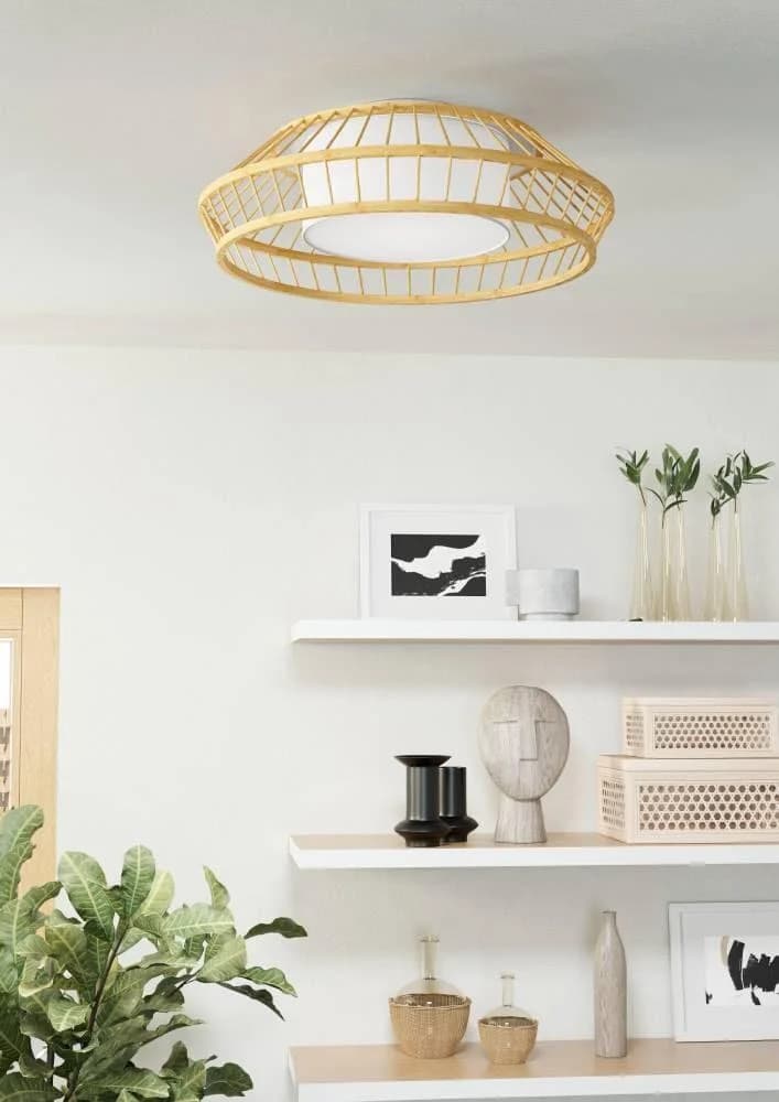 EGLO Deckenleuchte "YUKU-Z" Weiß Braun RGB Dimmbar
