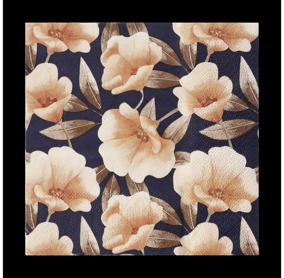 EGLO Papierservietten Motiv Blüten Mahuli Blau Apricot 20er Pack