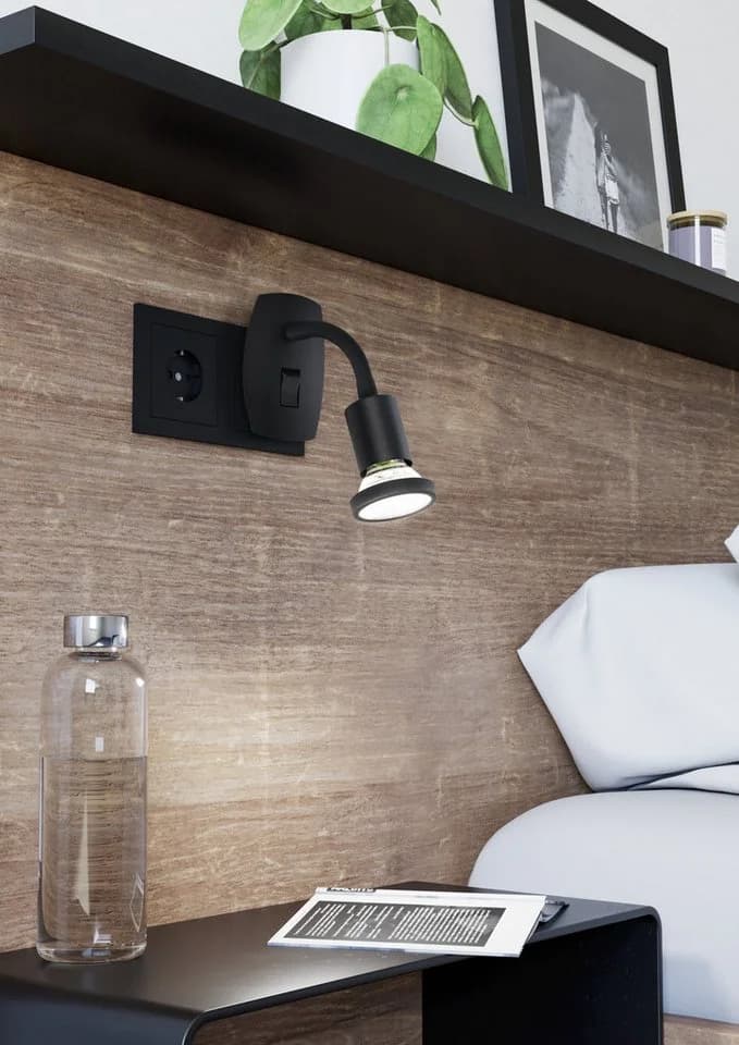 EGLO Steckdosenleuchte PARRINI Steckerlampe Schwarz LED