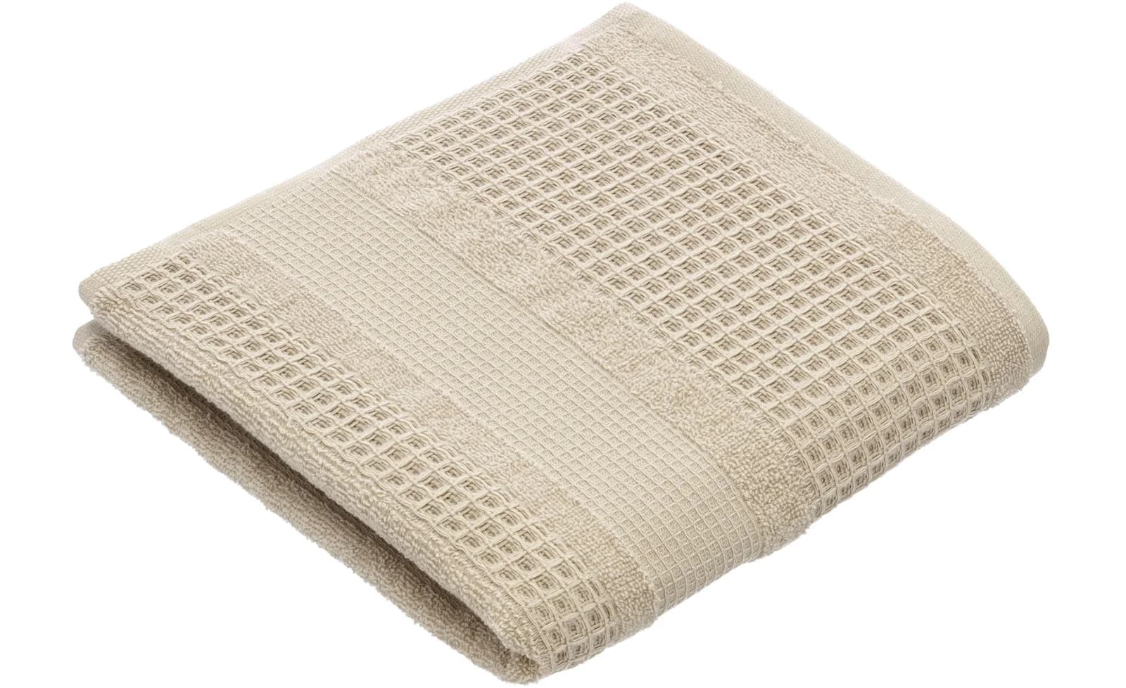 VOSSEN Handtuch Senses Waffelpiqué Grau 50x100 cm