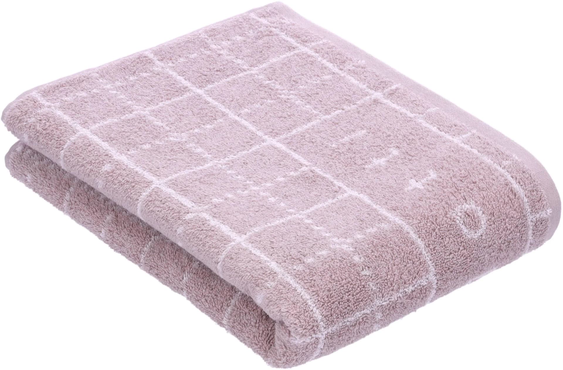 BUGATTI Badetuch Perezzi Sea Lavender Jacquard Karo 100% Baumwolle