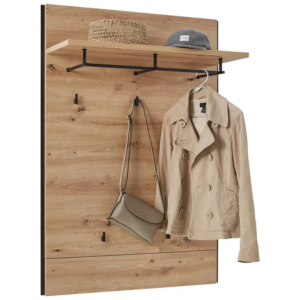 Voleo Garderobenpaneel Garderobe Schwarz Eiche Artisan