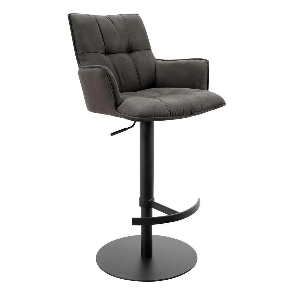 Novel Barhocker Schwarz Dunkelgrau Metall Textil 360° drehbar