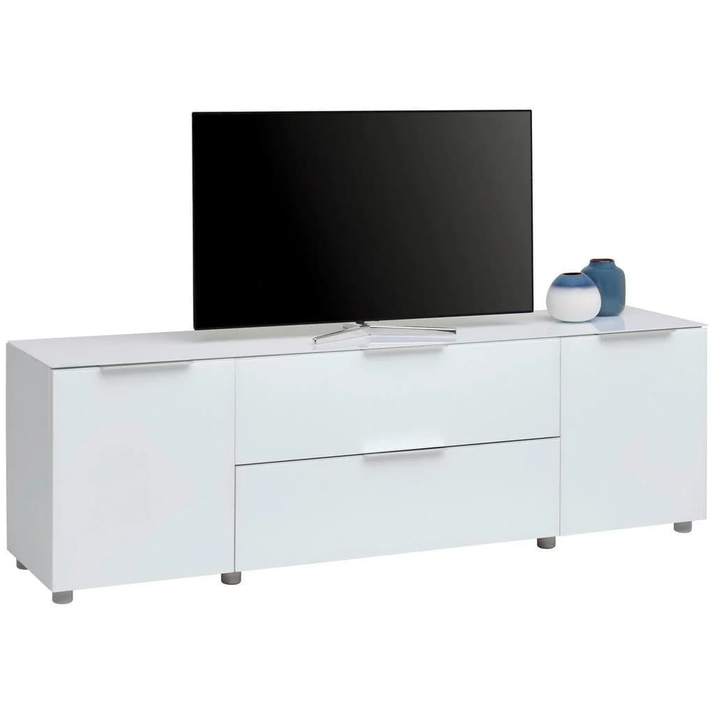 Voleo Lowboard Weiß Hochglanz Kunststoff 2 Fächer 2 Schubladen