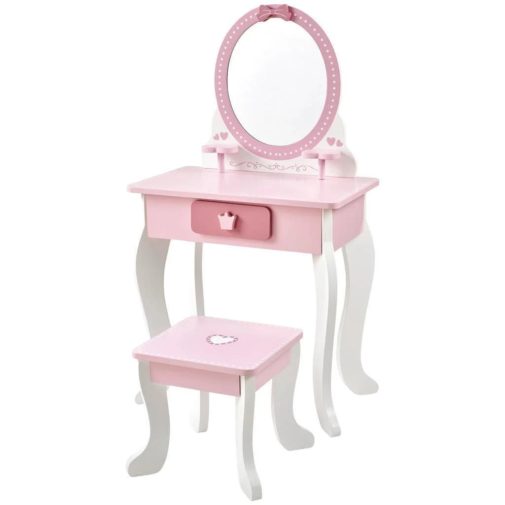 My Baby Lou Schminktisch Rosa Weiß Holzwerkstoff Herz 1 Schublade Rechteckig A-Form