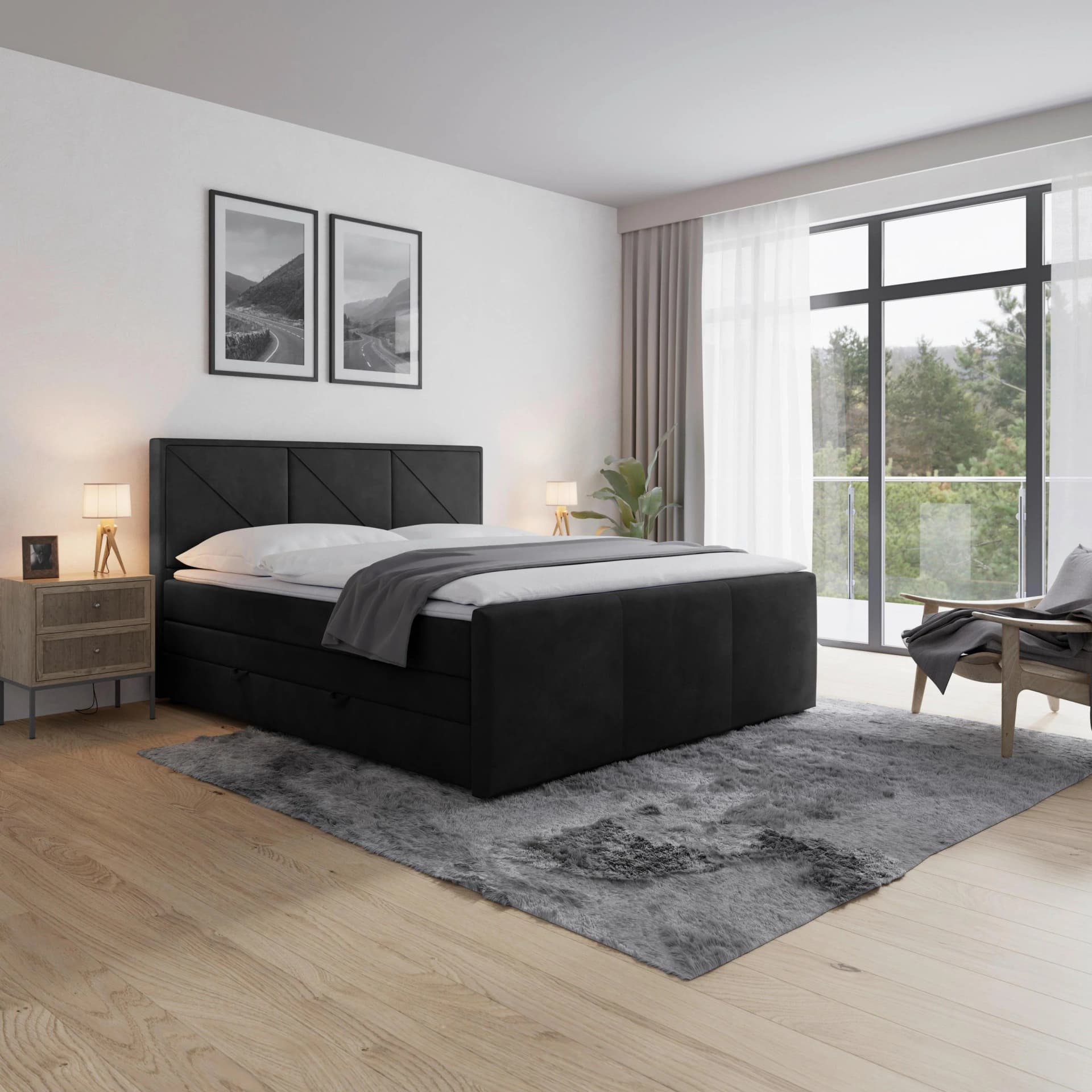 Boxspringbett Bologna 180x200 cm Schwarz